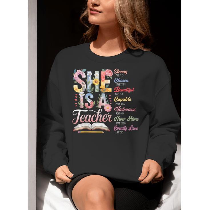 Women Bible Verse Christian Teacher God Says Back To School Women Crewneck Sweatshirt, funny gift