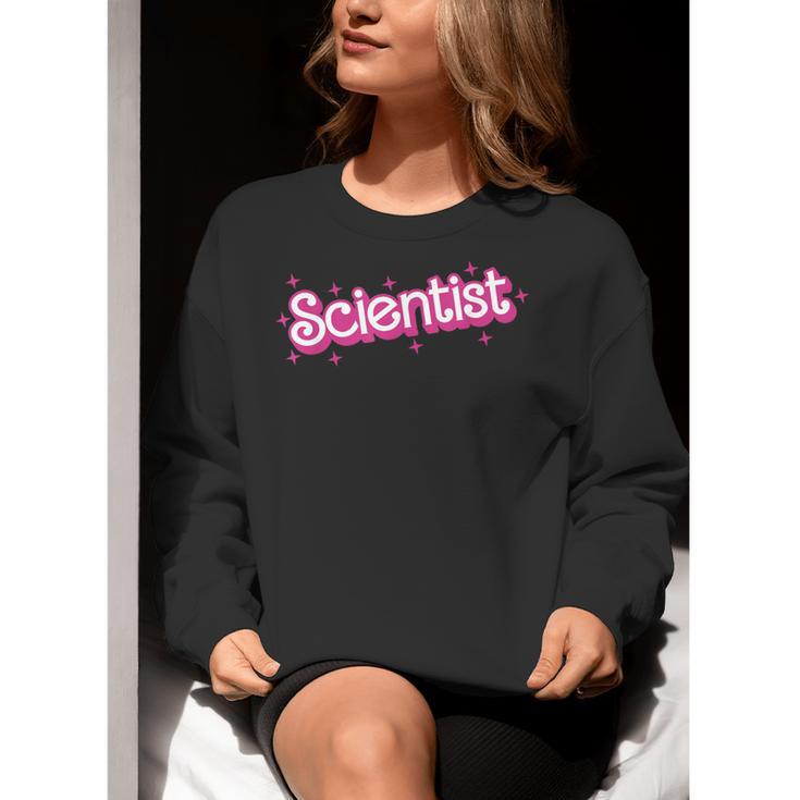 Women Retro Pink Scientist Science Teacher Back To School Women Crewneck Sweatshirt, Science Teacher Sweatshirts, funny gift