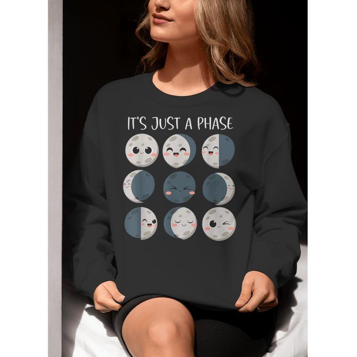 Women Science Teacher Moon Phases Scientist Back To School Women Crewneck Sweatshirt, Science Teacher Sweatshirts, funny gift