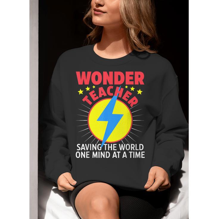 Wonder Teacher Costume Shirt Teacher Halloween Costume Men Women Women Crewneck Sweatshirt, funny gift