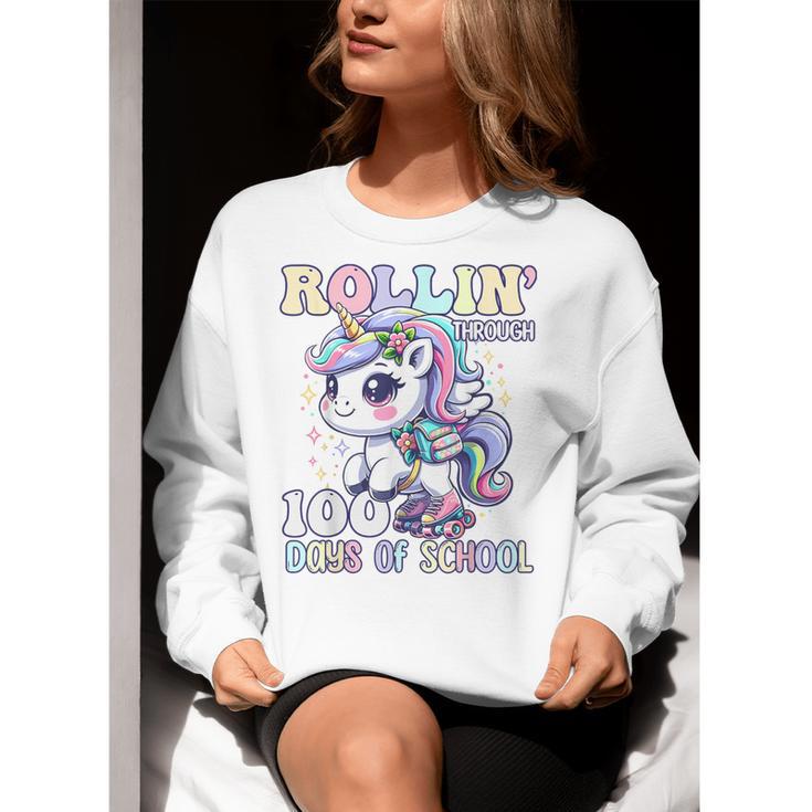 100 Days Of School Girls Teacher 100th Day Unicorn Outfit Women Crewneck Sweatshirt, funny gift 100 Days Of School Girls Teacher 100th Day Unicorn Outfit Women Crewneck Sweatshirt, funny gift
