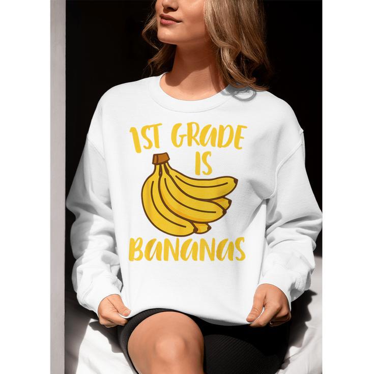 1st Grade Is Bananas Teacher Teaching Back To School Women Crewneck Sweatshirt, funny gift 1st Grade Is Bananas Teacher Teaching Back To School Women Crewneck Sweatshirt, funny gift