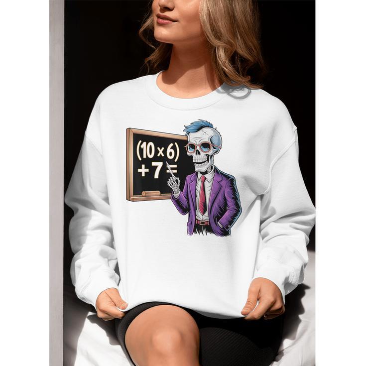 67 Math Teacher Meme Brainrot Six Seven Halloween Equation Women Crewneck Sweatshirt, funny gift