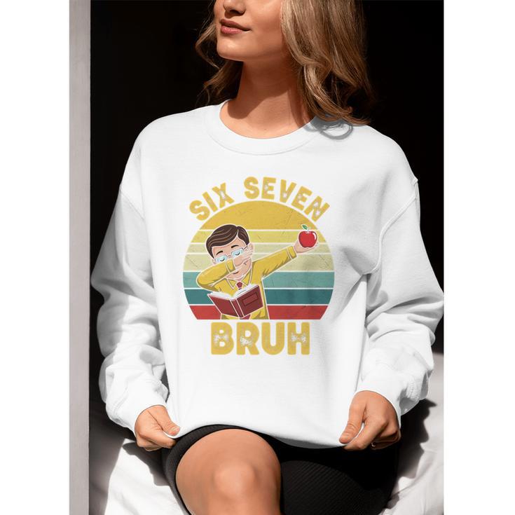 67 Meme Six Seven Bruh Retro Dabbing Teacher School Women Crewneck Sweatshirt, funny gift 67 Meme Six Seven Bruh Retro Dabbing Teacher School Women Crewneck Sweatshirt, funny gift