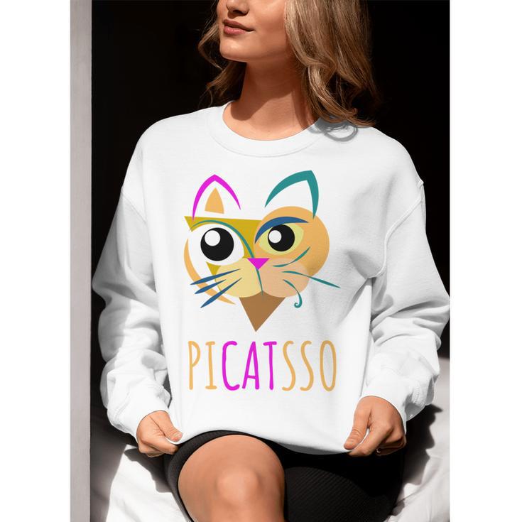 Abstract Cat Art Picatsso Shirt For Art Teachers Women Crewneck Sweatshirt, funny gift Abstract Cat Art Picatsso Shirt For Art Teachers Women Crewneck Sweatshirt, funny gift