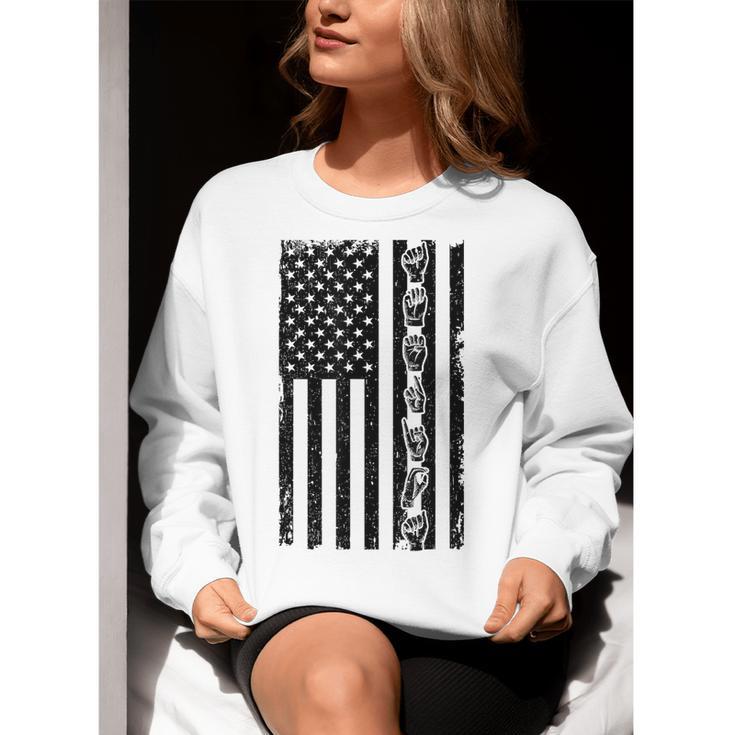 ASL Flag Sign Language Deaf ASL Teacher For Men Women Women Crewneck Sweatshirt, funny gift ASL Flag Sign Language Deaf ASL Teacher For Men Women Women Crewneck Sweatshirt, funny gift