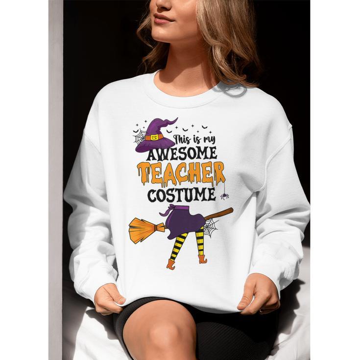 This Is My Awesome Teacher Costume Halloween Witch Women Crewneck Sweatshirt, funny gift This Is My Awesome Teacher Costume Halloween Witch Women Crewneck Sweatshirt, funny gift
