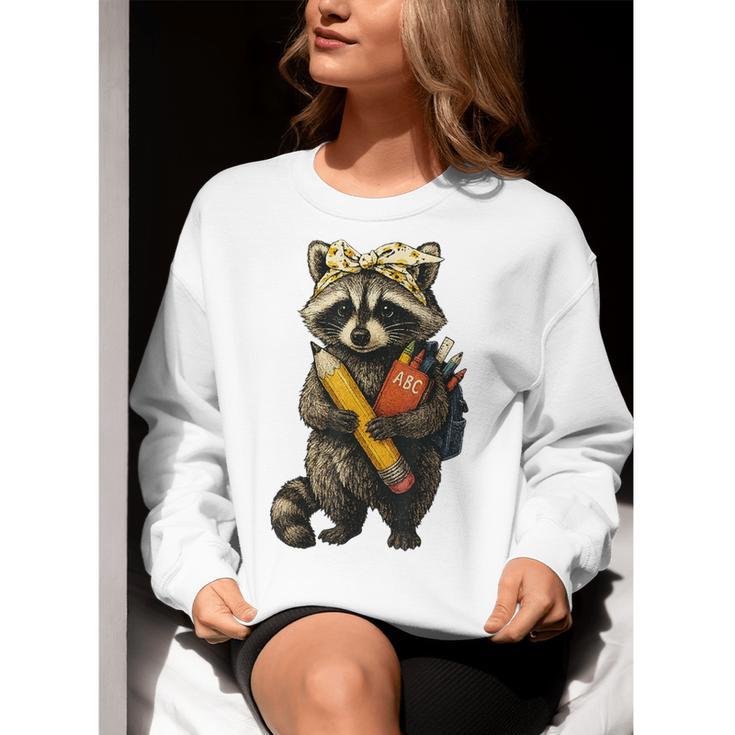 Back To School Raccoon Teachers Student Kids Women Crewneck Sweatshirt, funny gift Back To School Raccoon Teachers Student Kids Women Crewneck Sweatshirt, funny gift