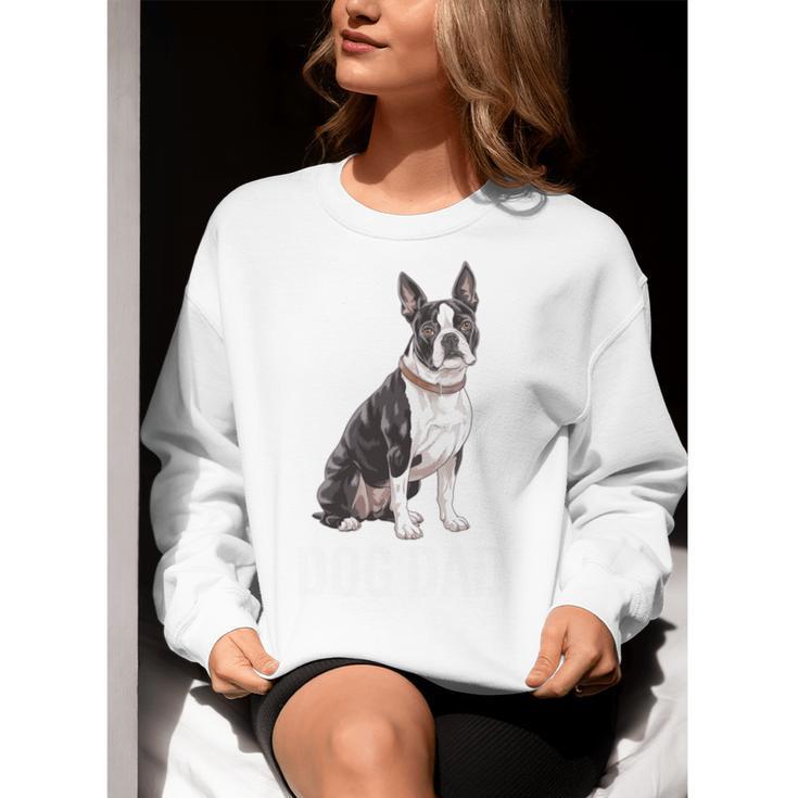 Boston Terrier Dog Dad Boston Terrier Dog Lovers Women Crewneck Sweatshirt, Boston Terrier Dad Sweatshirts, funny gift