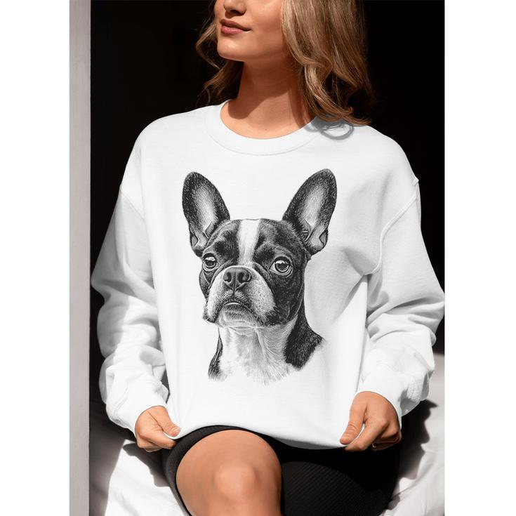 Boston Terrier Dog Motif Pet Illustration Boston Terrier For Men Women Kids Women Crewneck Sweatshirt, funny gift
