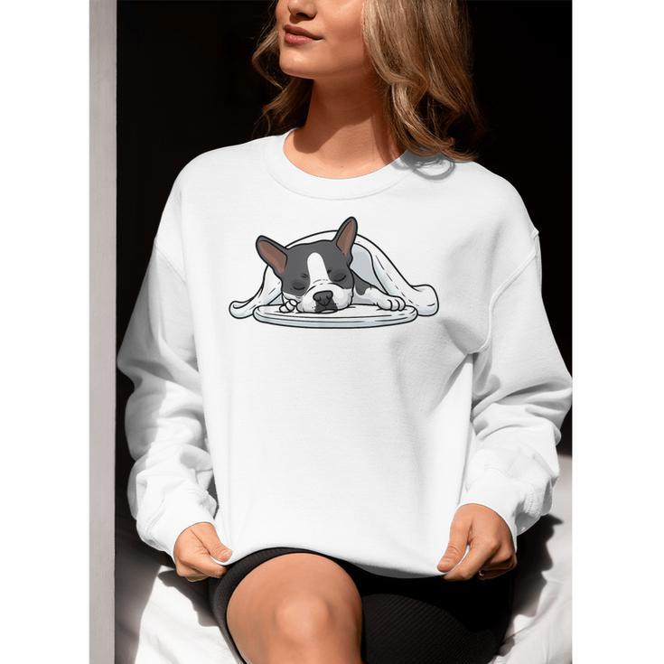 Boston Terrier Dog Official Sleeping Men Women Girls Kids Women Crewneck Sweatshirt, funny gift