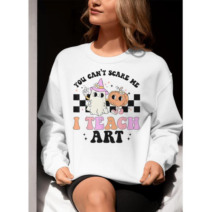 You Can't Scare Me I Teach Art Retro Teacher Ghost Halloween Women Crewneck Sweatshirt, funny gift You Can't Scare Me I Teach Art Retro Teacher Ghost Halloween Women Crewneck Sweatshirt, funny gift