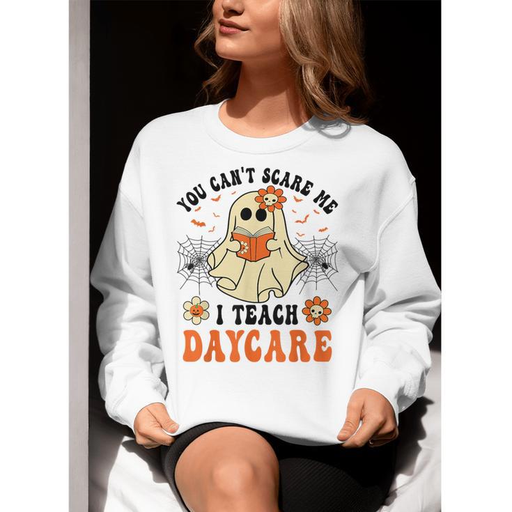 You Can't Scare Me I Teach Daycare Teacher Halloween Ghost Women Crewneck Sweatshirt, funny gift