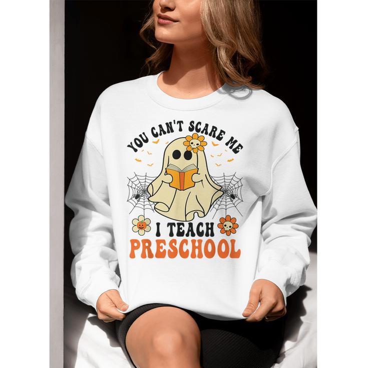 You Can't Scare Me I Teach Preschool Teacher Halloween Ghost Men Women Women Crewneck Sweatshirt, funny gift