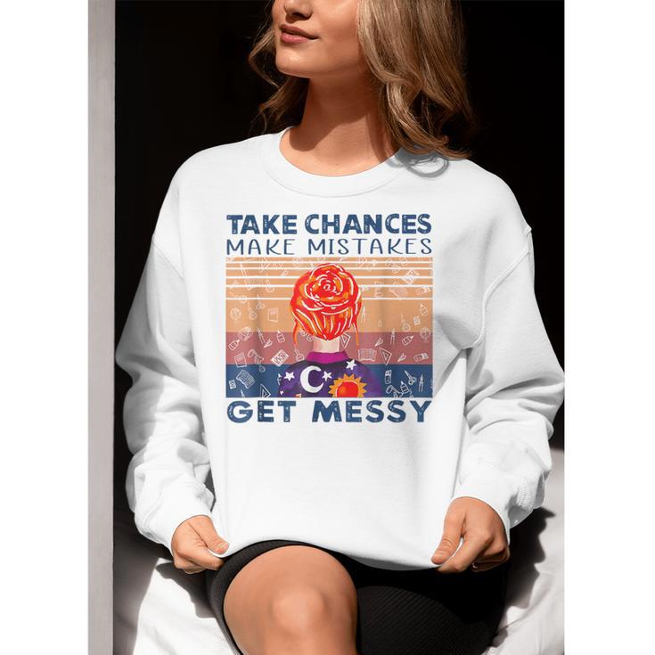 Take Chances Make Mistakes Get Messy Vintage Teacher Life Women Crewneck Sweatshirt, funny gift Take Chances Make Mistakes Get Messy Vintage Teacher Life Women Crewneck Sweatshirt, funny gift