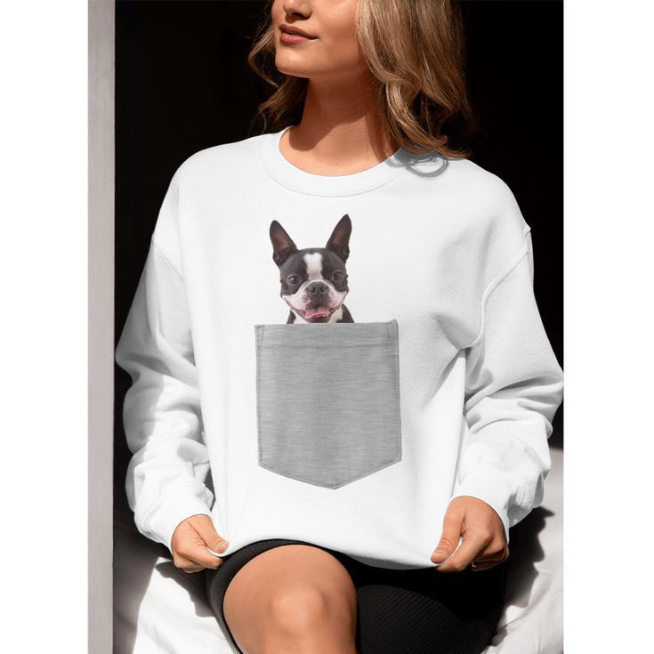 Dog In Your Pocket Boston Terrier For Men Women Girls Kids Women Crewneck Sweatshirt, funny gift