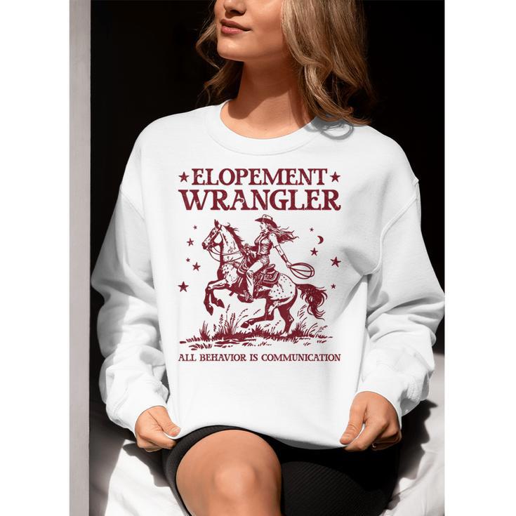 Elopement Wrangler Teacher ABA Behavior Support Cowboy Women Crewneck Sweatshirt, funny gift Elopement Wrangler Teacher ABA Behavior Support Cowboy Women Crewneck Sweatshirt, funny gift