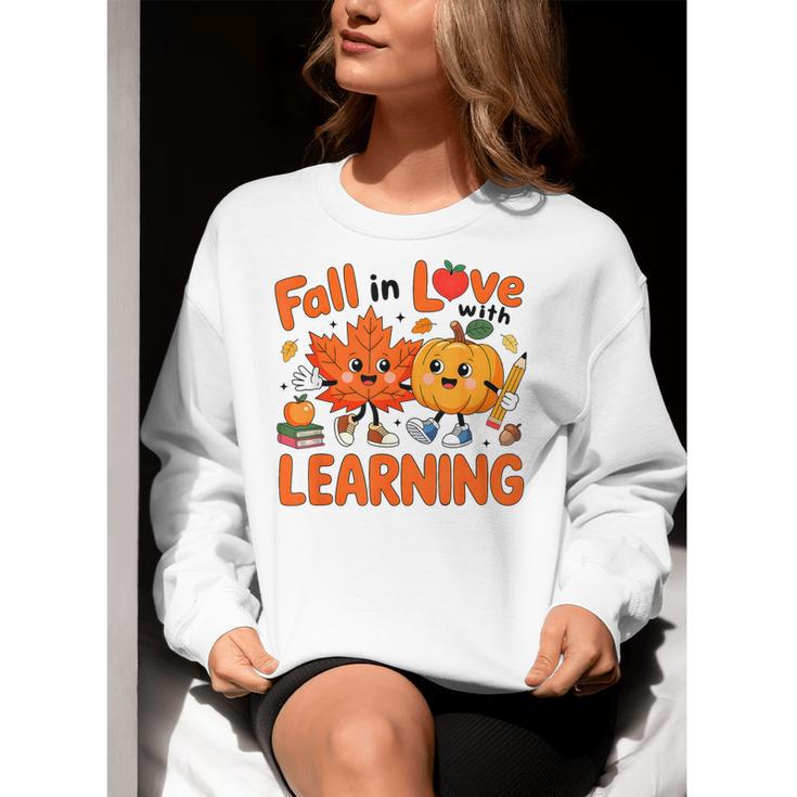 Fall In Love With Learning Thanksgiving Teacher Student Kids Women Crewneck Sweatshirt, funny gift Fall In Love With Learning Thanksgiving Teacher Student Kids Women Crewneck Sweatshirt, funny gift