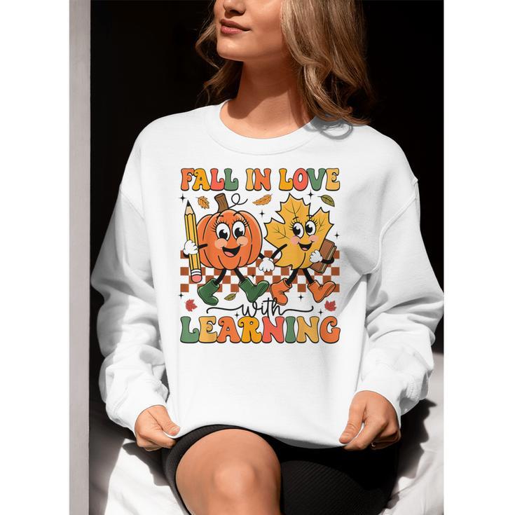 Fall In Love With Learning Thanksgiving Teacher Student Women Crewneck Sweatshirt, funny gift Fall In Love With Learning Thanksgiving Teacher Student Women Crewneck Sweatshirt, funny gift