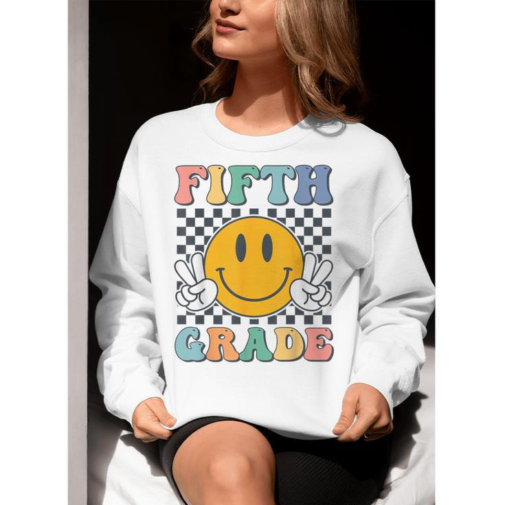 Fifth Grade Team Teachers Boys Girls Retro Smile 5th Grade Women Crewneck Sweatshirt, funny gift