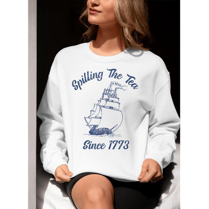 Fun 4th Of July Spilling The Tea Since 1773 History Teacher Women Crewneck Sweatshirt, History Teacher Sweatshirts, funny gift Fun 4th Of July Spilling The Tea Since 1773 History Teacher Women Crewneck Sweatshirt, History Teacher Sweatshirts, funny gift
