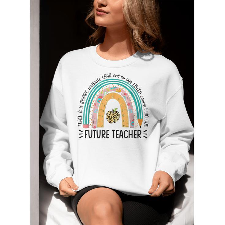 Future Teacher Cute Rainbow Leopard Teacher Outfit For Men Women Girls Kids Women Crewneck Sweatshirt, Future Teacher Sweatshirts, funny gift Future Teacher Cute Rainbow Leopard Teacher Outfit For Men Women Girls Kids Women Crewneck Sweatshirt, Future Teacher Sweatshirts, funny gift
