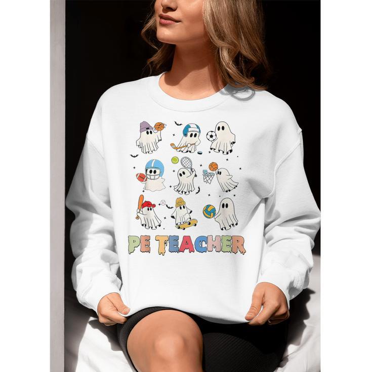 Halloween PE Teacher Spooky Physical Education Teacher Women Crewneck Sweatshirt, Pe Teacher Sweatshirts, funny gift