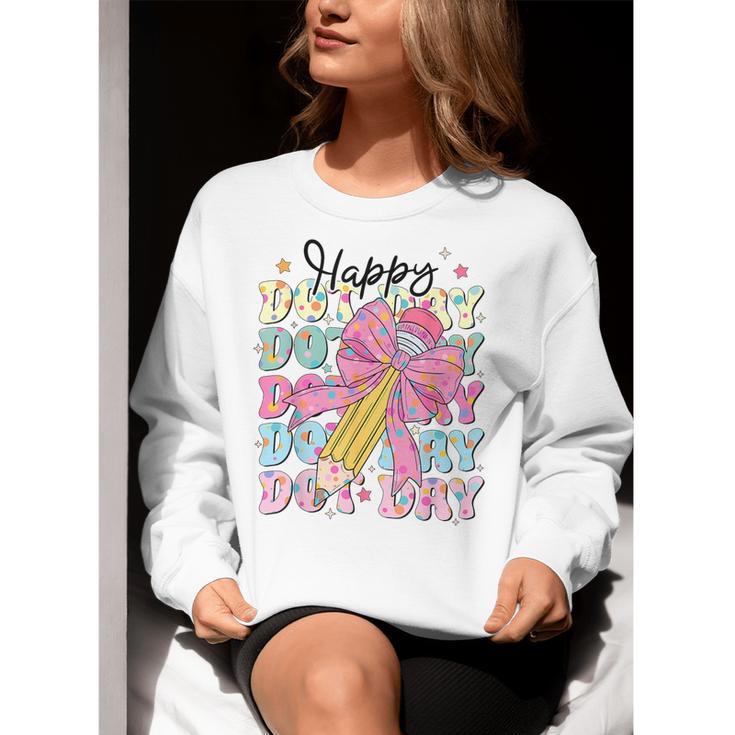 Happy Dot Day 2025 Coquette Bow Teachers Kids Boys Girls Women Crewneck Sweatshirt, funny gift