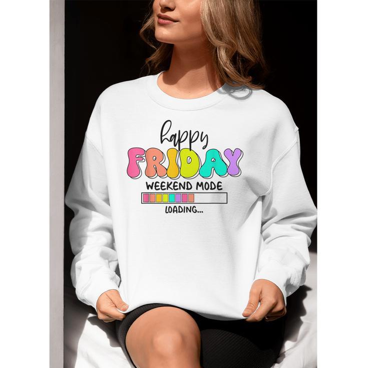 Happy Friyay Teacher School Friday Weekend Vibes Women Crewneck Sweatshirt, funny gift