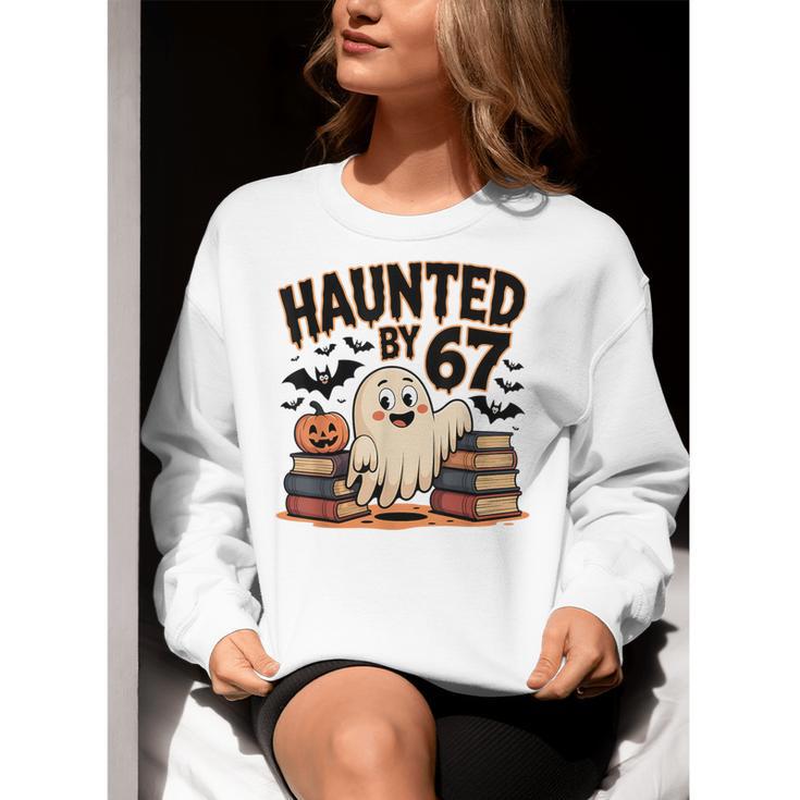Haunted By 67 Teacher Ghost Pumpkin Halloween Costum Women Crewneck Sweatshirt, funny gift Haunted By 67 Teacher Ghost Pumpkin Halloween Costum Women Crewneck Sweatshirt, funny gift