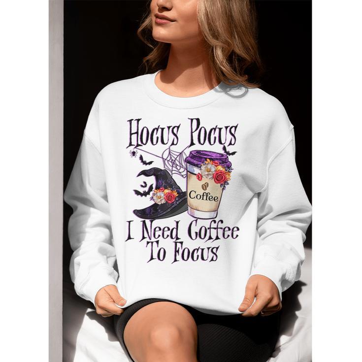 Hocus Pocus I Need Coffee To Focus Halloween Teacher Women Crewneck Sweatshirt, funny gift