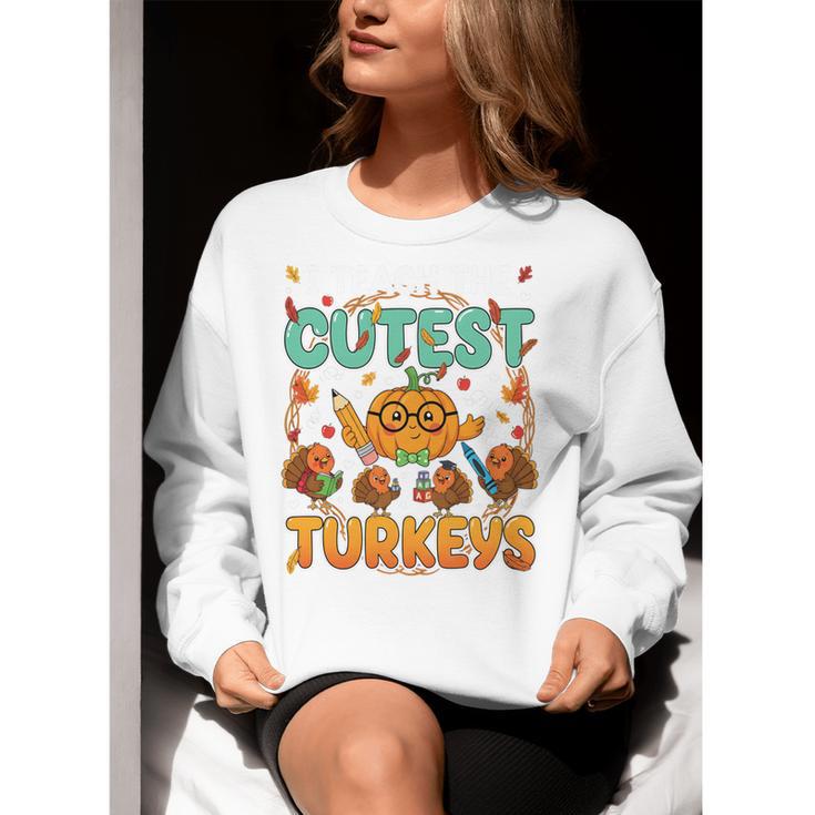 Humor I Teach The Cutest Turkeys Thanksgiving Teacher Women Crewneck Sweatshirt, funny gift Humor I Teach The Cutest Turkeys Thanksgiving Teacher Women Crewneck Sweatshirt, funny gift