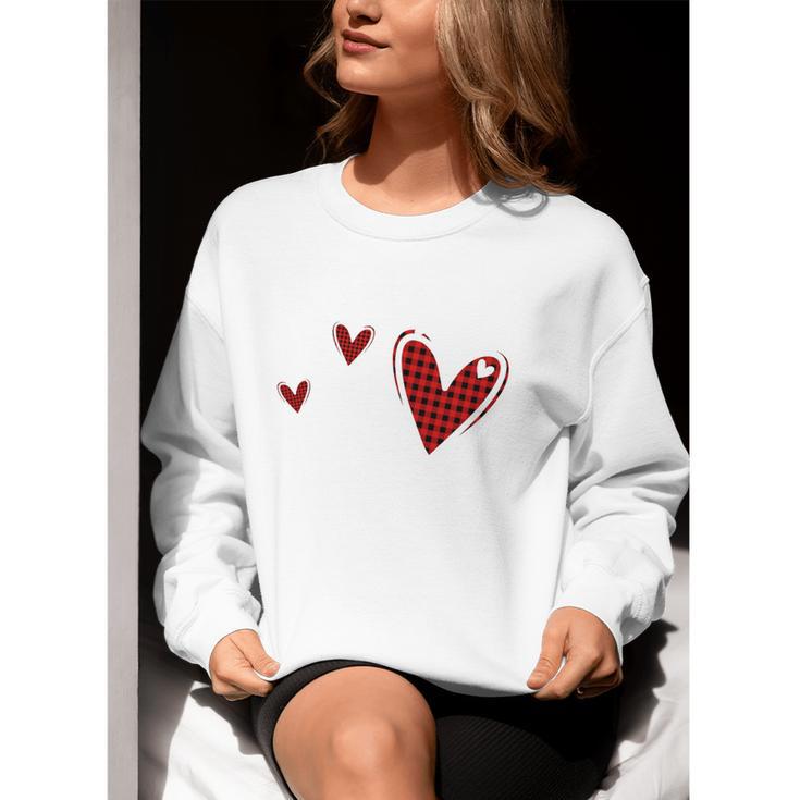 Kindergarten Has My Heart Buffalo Print Teacher Valentine Women Crewneck Sweatshirt, funny gift