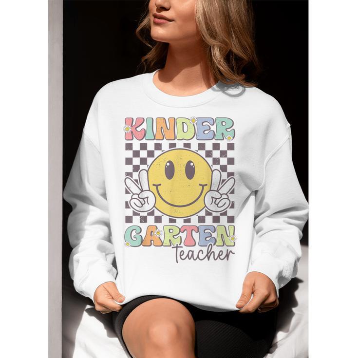 Kindergarten Teacher Team Hippie Smile Face Back To School Women Crewneck Sweatshirt, funny gift Kindergarten Teacher Team Hippie Smile Face Back To School Women Crewneck Sweatshirt, funny gift