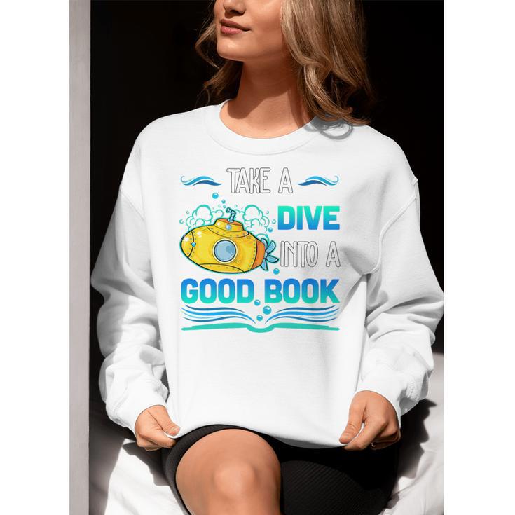 Librarian Teacher Dive Into A Good Book Reading Premium Tri-Blend Women Crewneck Sweatshirt, funny gift Librarian Teacher Dive Into A Good Book Reading Premium Tri-Blend Women Crewneck Sweatshirt, funny gift