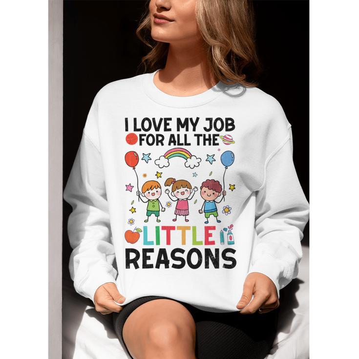 Love Job For Little Reasons Daycare Teacher Graphic Women Crewneck Sweatshirt, funny gift