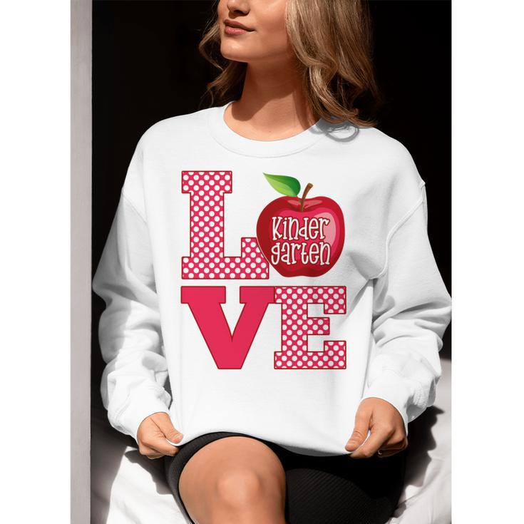 Love Kindergarten Cute Apple School Teacher Women Crewneck Sweatshirt, funny gift Love Kindergarten Cute Apple School Teacher Women Crewneck Sweatshirt, funny gift