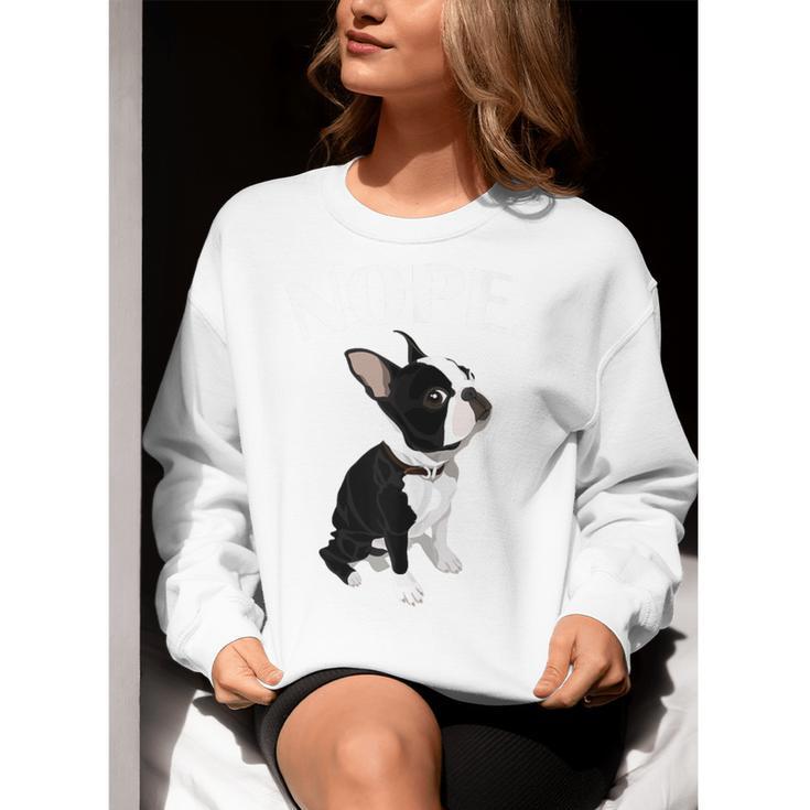 Love NOPE Boston Terrier Dog Lover Women Crewneck Sweatshirt, funny gift