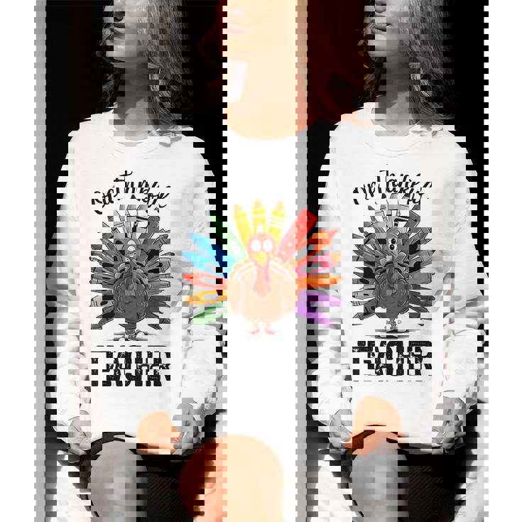 One Thankful Teacher Thanksgiving TurkeyCute Pencil Women Crewneck Sweatshirt, funny gift