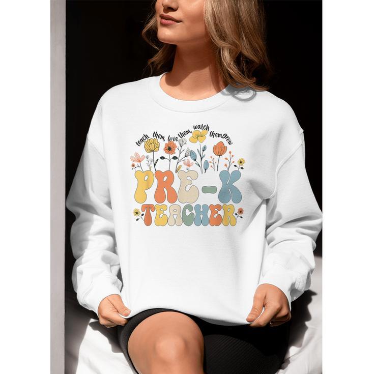 Pre-k Teacher Appreciation Teaching Wildflowers Women Crewneck Sweatshirt, funny gift Pre-k Teacher Appreciation Teaching Wildflowers Women Crewneck Sweatshirt, funny gift