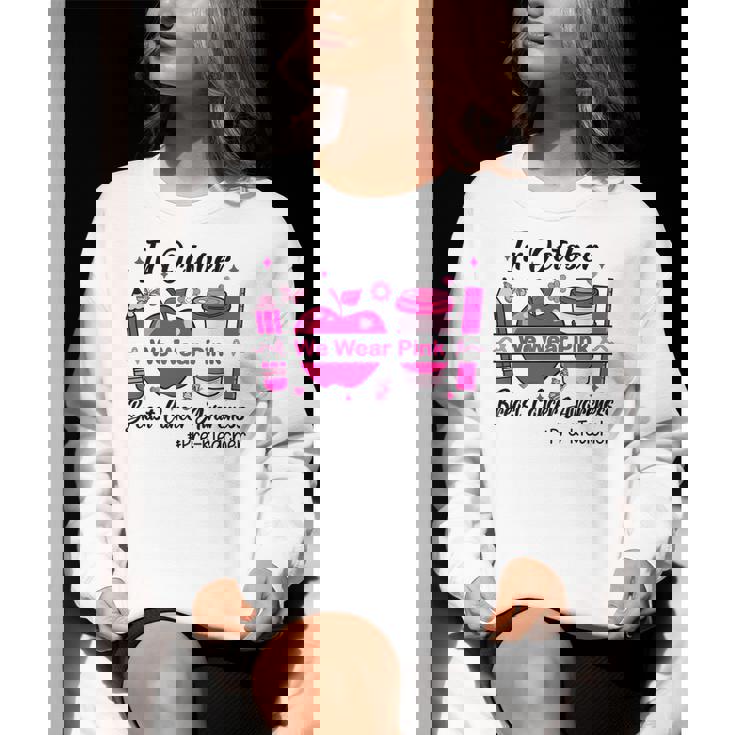 Pre-k Teacher In October We Wear Pink Breast Cancer Women Crewneck Sweatshirt, funny gift