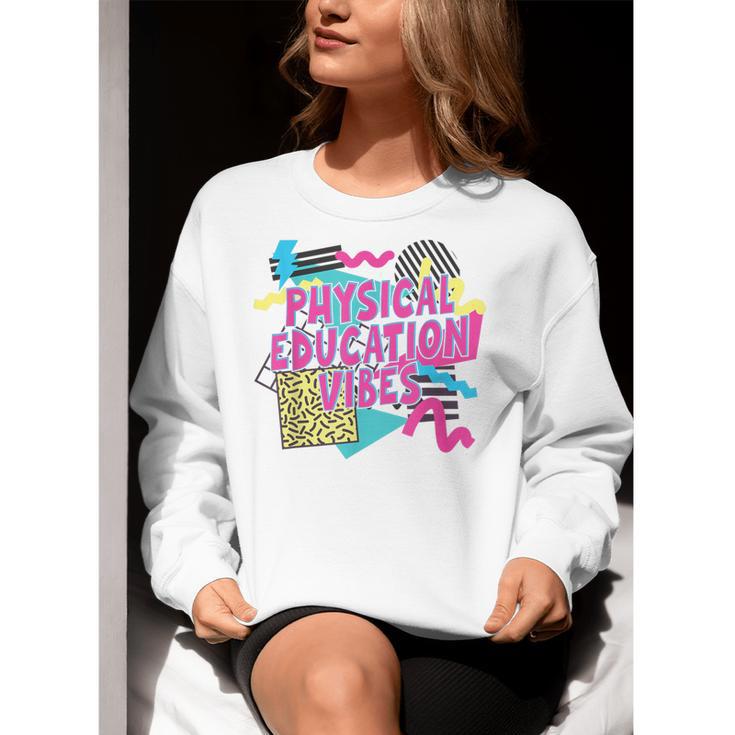 Retro Physical Education Vibes Gym Teacher Phys Ed Teacher Women Crewneck Sweatshirt, funny gift