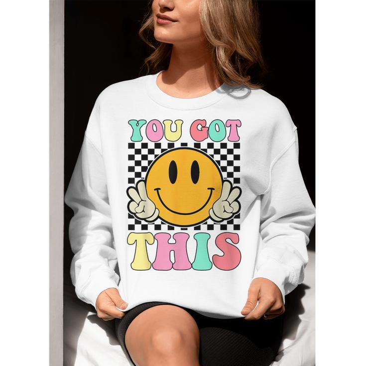 You Got This Retro Smile Motivational Testing Day Teacher Women Crewneck Sweatshirt, funny gift
