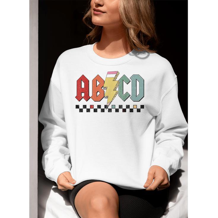 Rock Abcd Back To School Abcd Preschool Teacher Appreciation Women Crewneck Sweatshirt, funny gift Rock Abcd Back To School Abcd Preschool Teacher Appreciation Women Crewneck Sweatshirt, funny gift