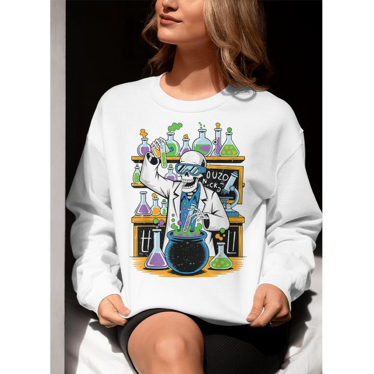 Skeleton Mad Scientist Halloween Costume Science Teacher Women Crewneck Sweatshirt, Science Teacher Sweatshirts, funny gift Skeleton Mad Scientist Halloween Costume Science Teacher Women Crewneck Sweatshirt, Science Teacher Sweatshirts, funny gift