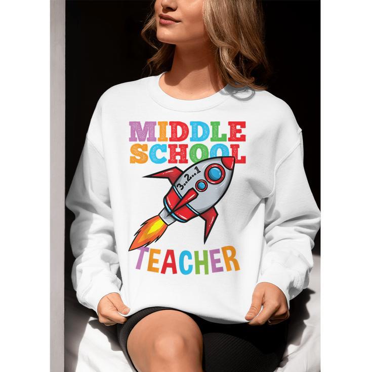 Space Middle School Teacher Back To School Men Women Kids Women Crewneck Sweatshirt, funny gift Space Middle School Teacher Back To School Men Women Kids Women Crewneck Sweatshirt, funny gift