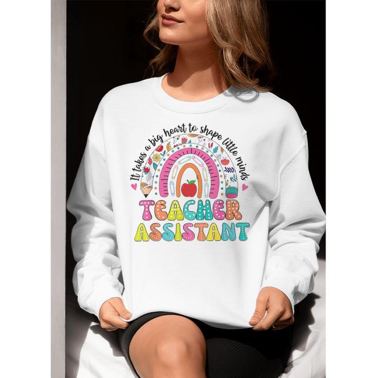 It Takes A Big Heart To Shape Little Minds Teacher Assistant Women Crewneck Sweatshirt, funny gift It Takes A Big Heart To Shape Little Minds Teacher Assistant Women Crewneck Sweatshirt, funny gift