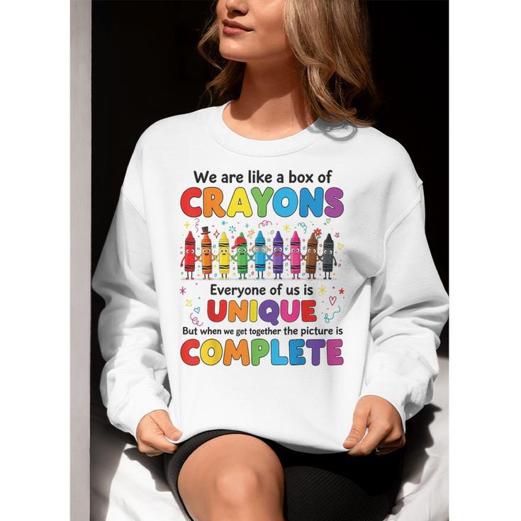 Teacher We Are Like a Box Of Crayons Back To School Women Crewneck Sweatshirt, funny gift Teacher We Are Like a Box Of Crayons Back To School Women Crewneck Sweatshirt, funny gift