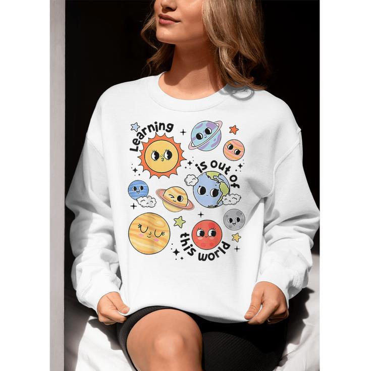 Teacher Space Science Learning Is Out Of World Solar System Women Crewneck Sweatshirt, Science Teacher Sweatshirts, funny gift Teacher Space Science Learning Is Out Of World Solar System Women Crewneck Sweatshirt, Science Teacher Sweatshirts, funny gift