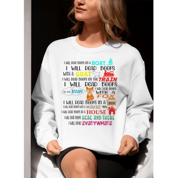 Teacher I Will Read Book On Boat Kids Women Bookworm Women Crewneck Sweatshirt, funny gift Teacher I Will Read Book On Boat Kids Women Bookworm Women Crewneck Sweatshirt, funny gift